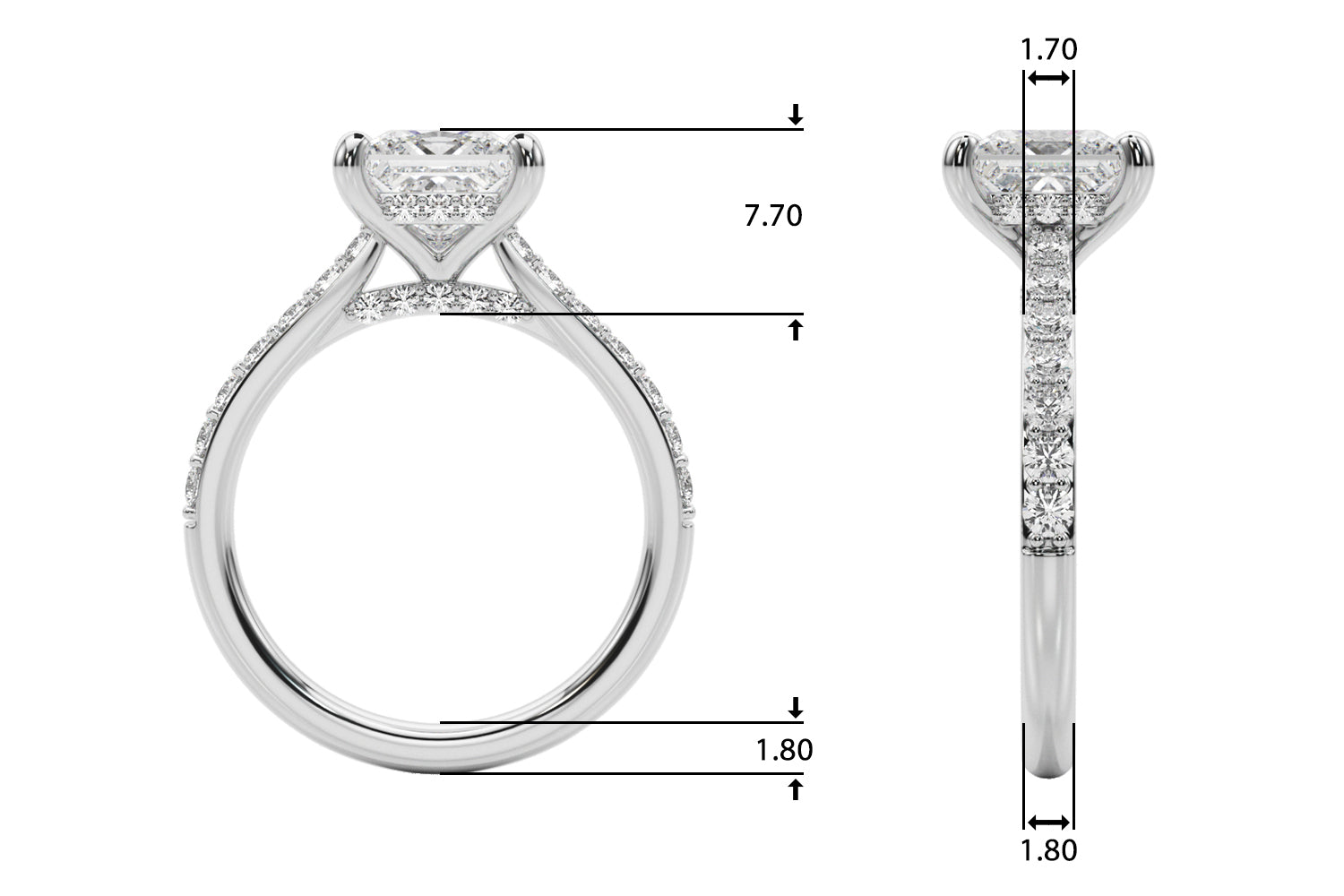 Square Halo Round Diamond Engagement Ring · 3.13 ct tw