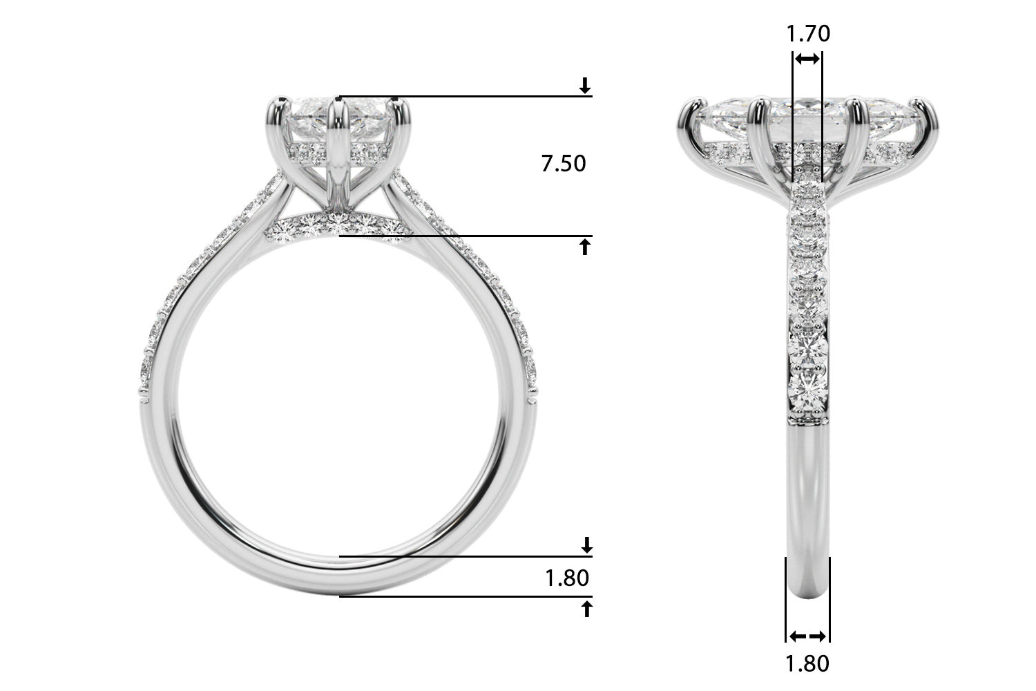 Marquise Halo Round Diamond Engagement Ring · 0.63 ct tw