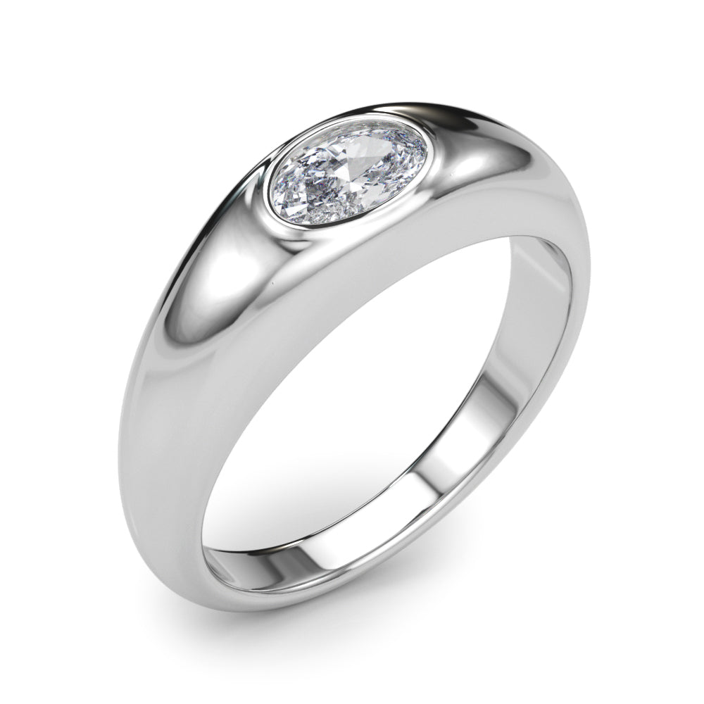 Oval Bezel Set Diamond Solitaire Engagement Ring · 0.38 ct tw