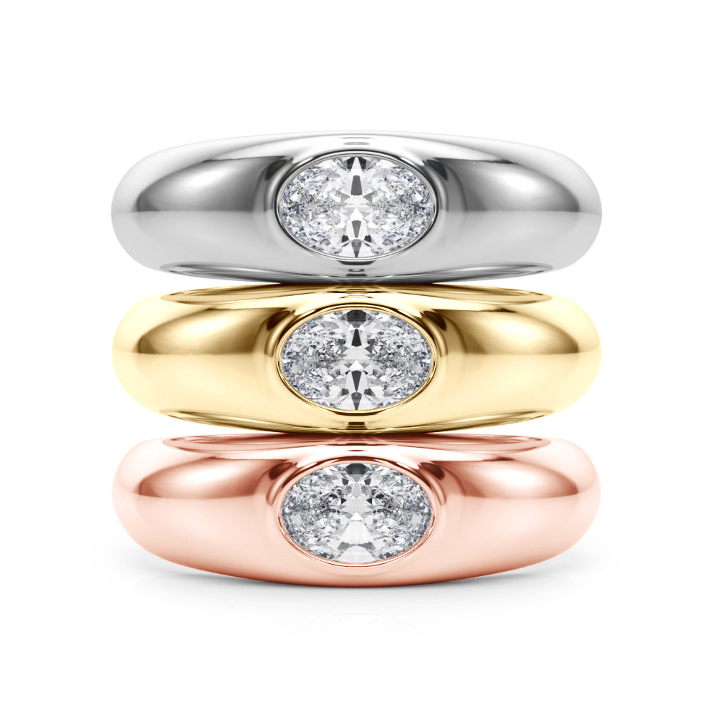 Oval Bezel Set Diamond Solitaire Engagement Ring · 0.38 ct tw