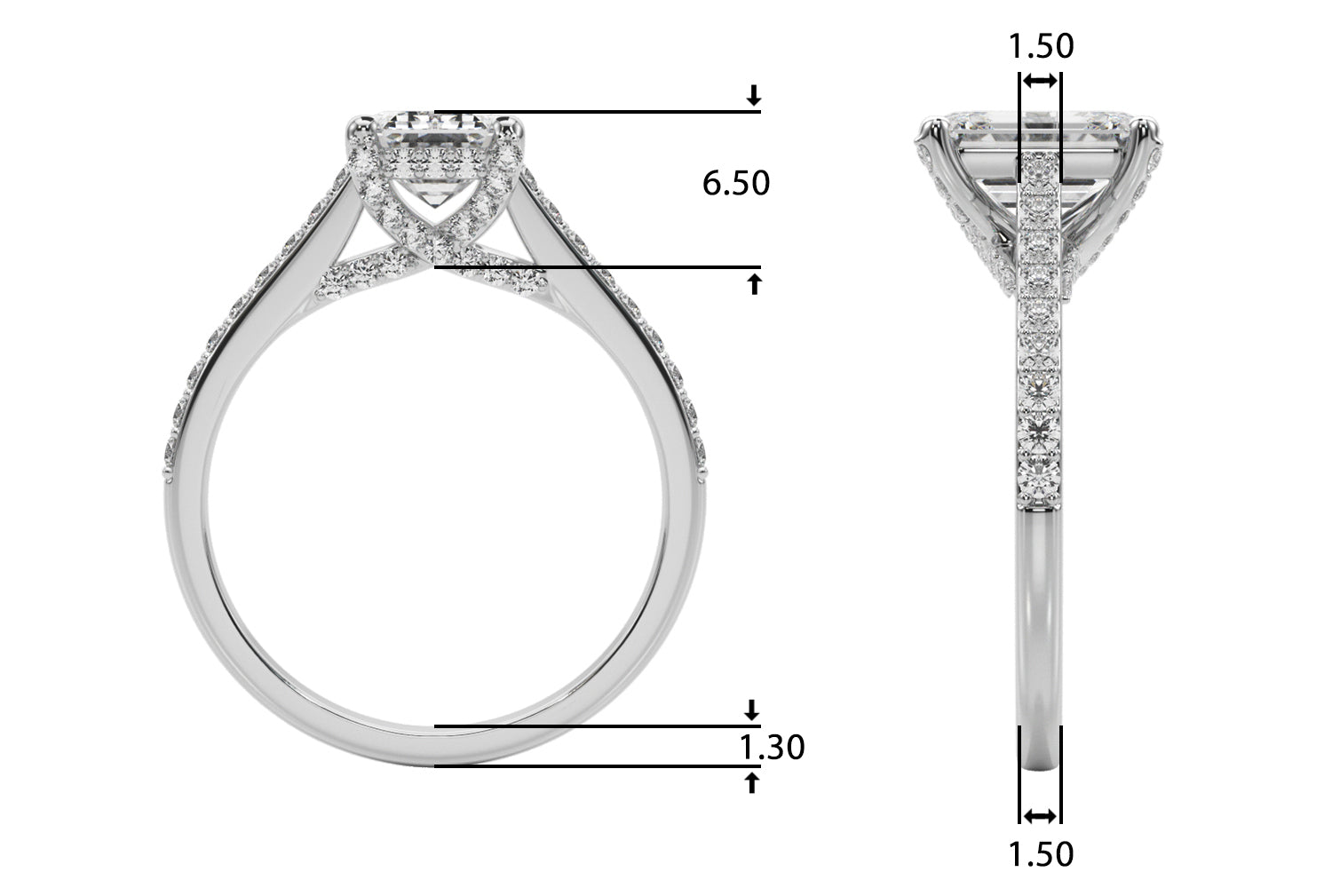 Emerald Cut Center Diamond Engagement Ring · 0.39 ct tw