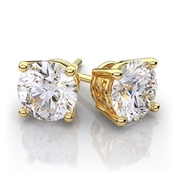 Classic Solitaire Diamond Stud Earrings in 14k Gold 1.00 c.t.w