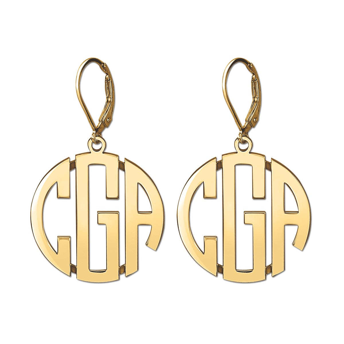 25mm Lever Back Monogram Earrings