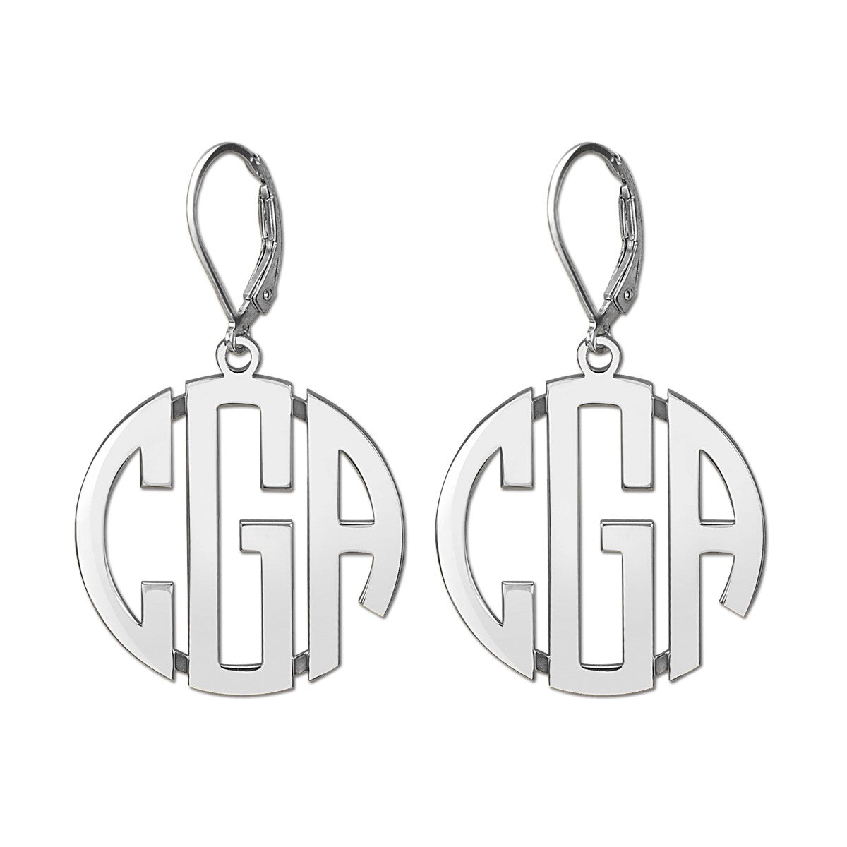 25mm Lever Back Monogram Earrings
