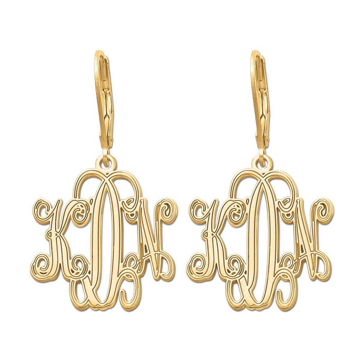 25mm Lever Back Monogram Earrings