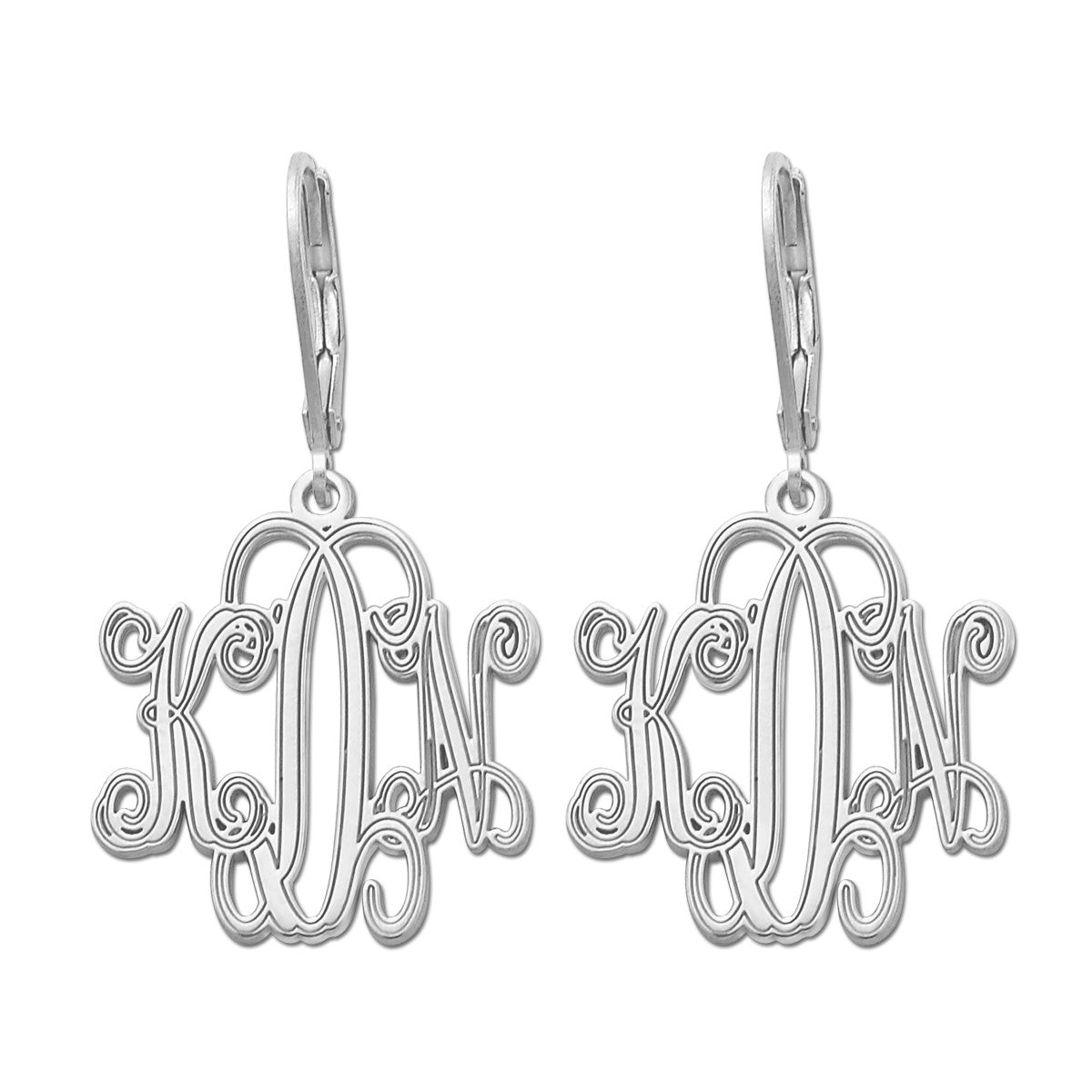 25mm Lever Back Monogram Earrings