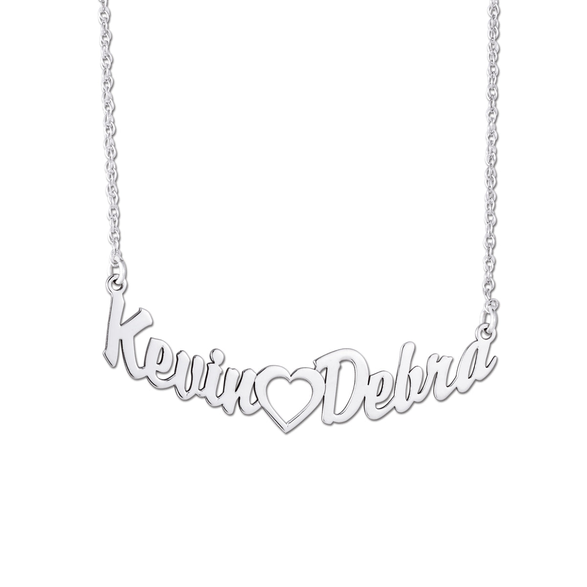 Heart Side by Side Name Center Pendant