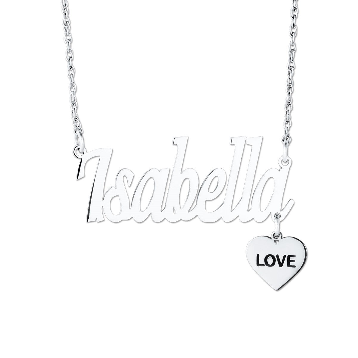 Nameplate W/ Love Charm Dangle Pendant