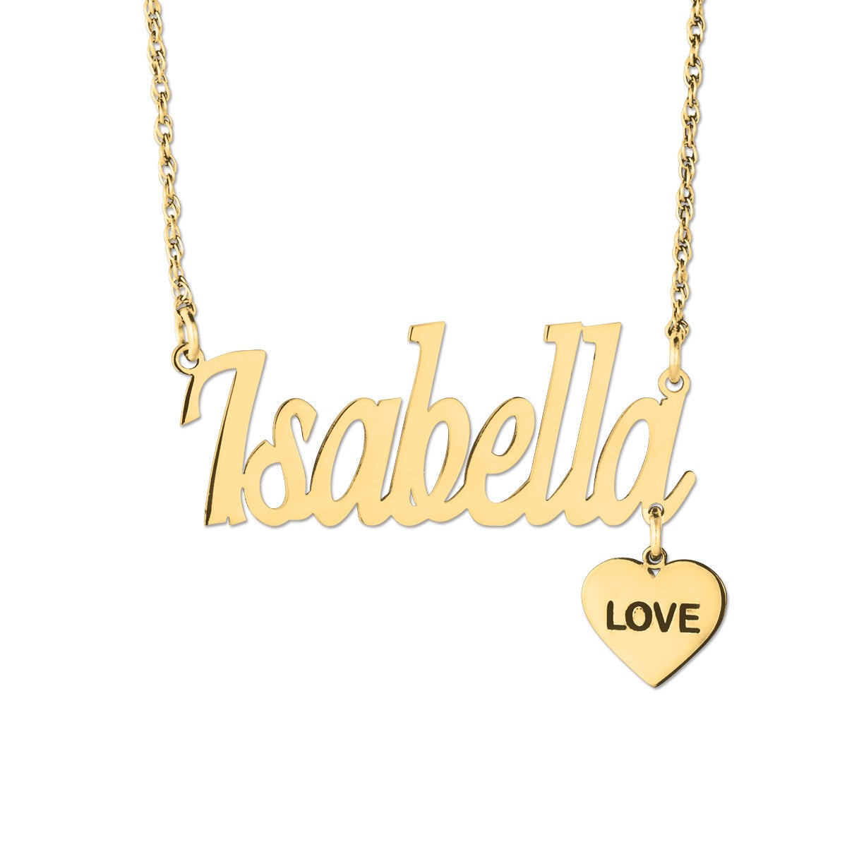 Nameplate W/ Love Charm Dangle Pendant