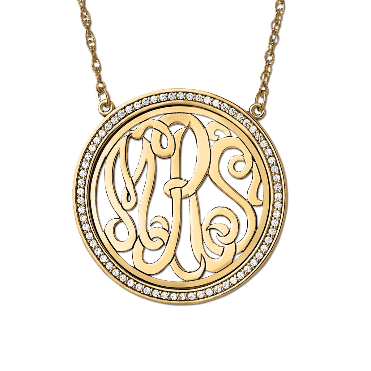 15mm Diamond Bezel Monogram Pendant · 0.22 ct tw