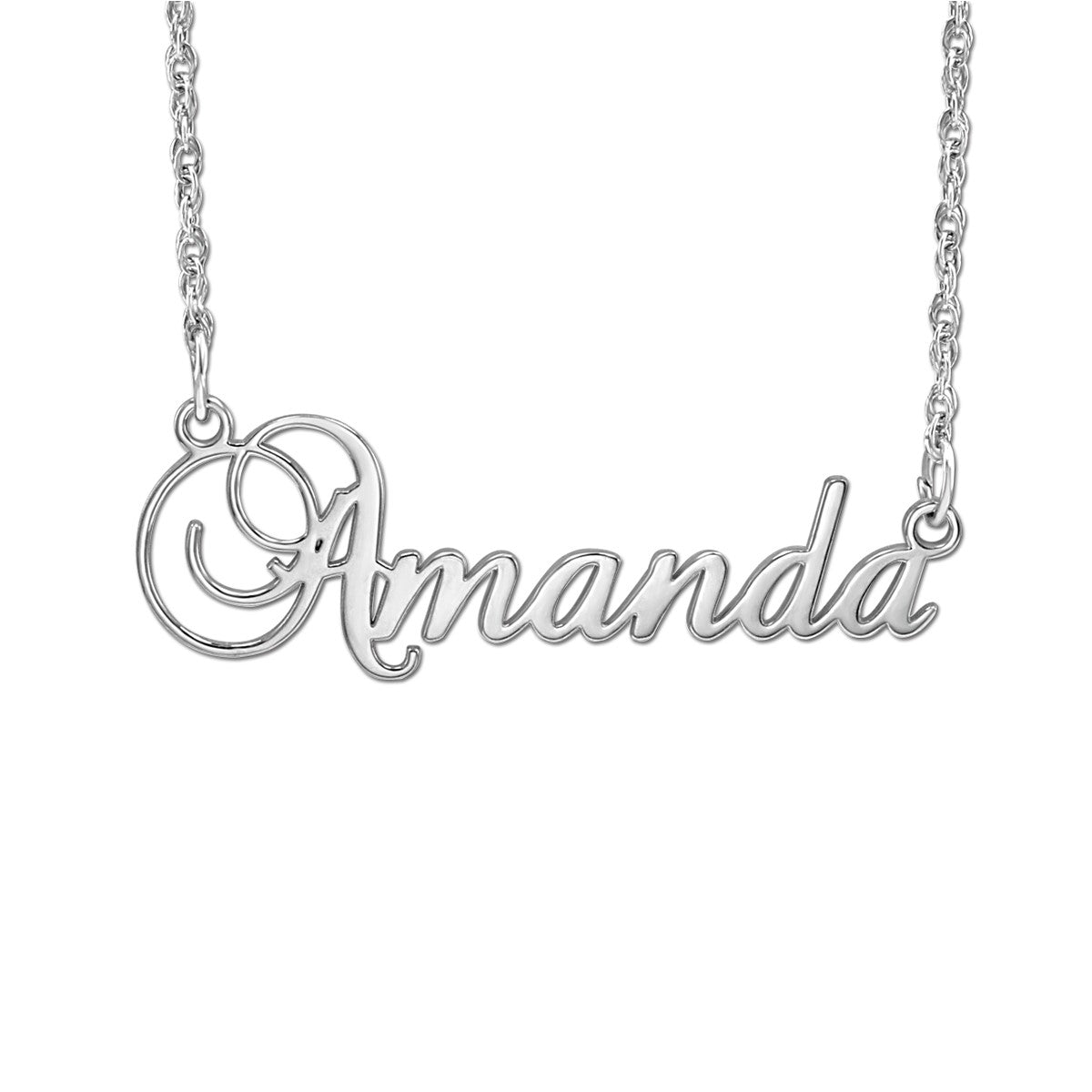 14k W High Polish Name Pers Pendant
