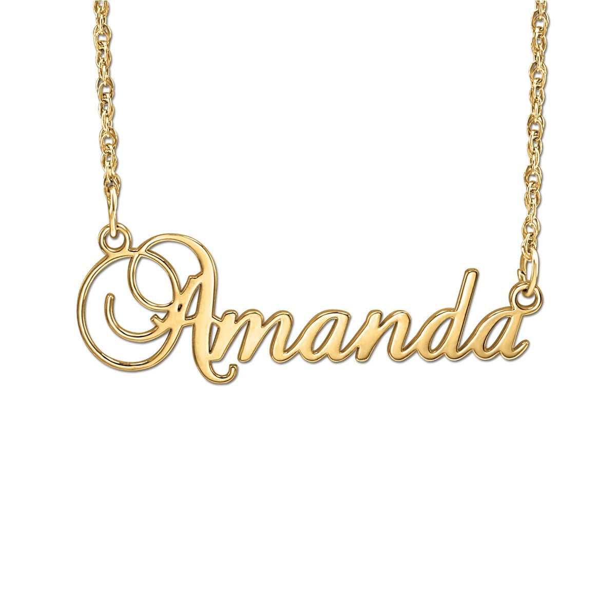 14k W High Polish Name Pers Pendant