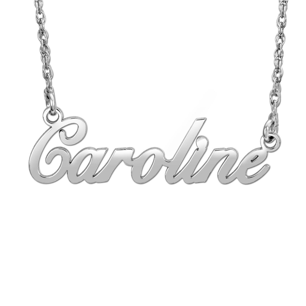 14k W Womens High Polish Nameplates Pendant