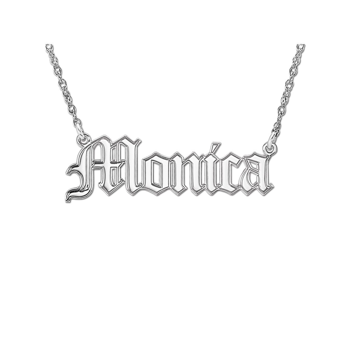 14k W High Polish Name Pers Pendant