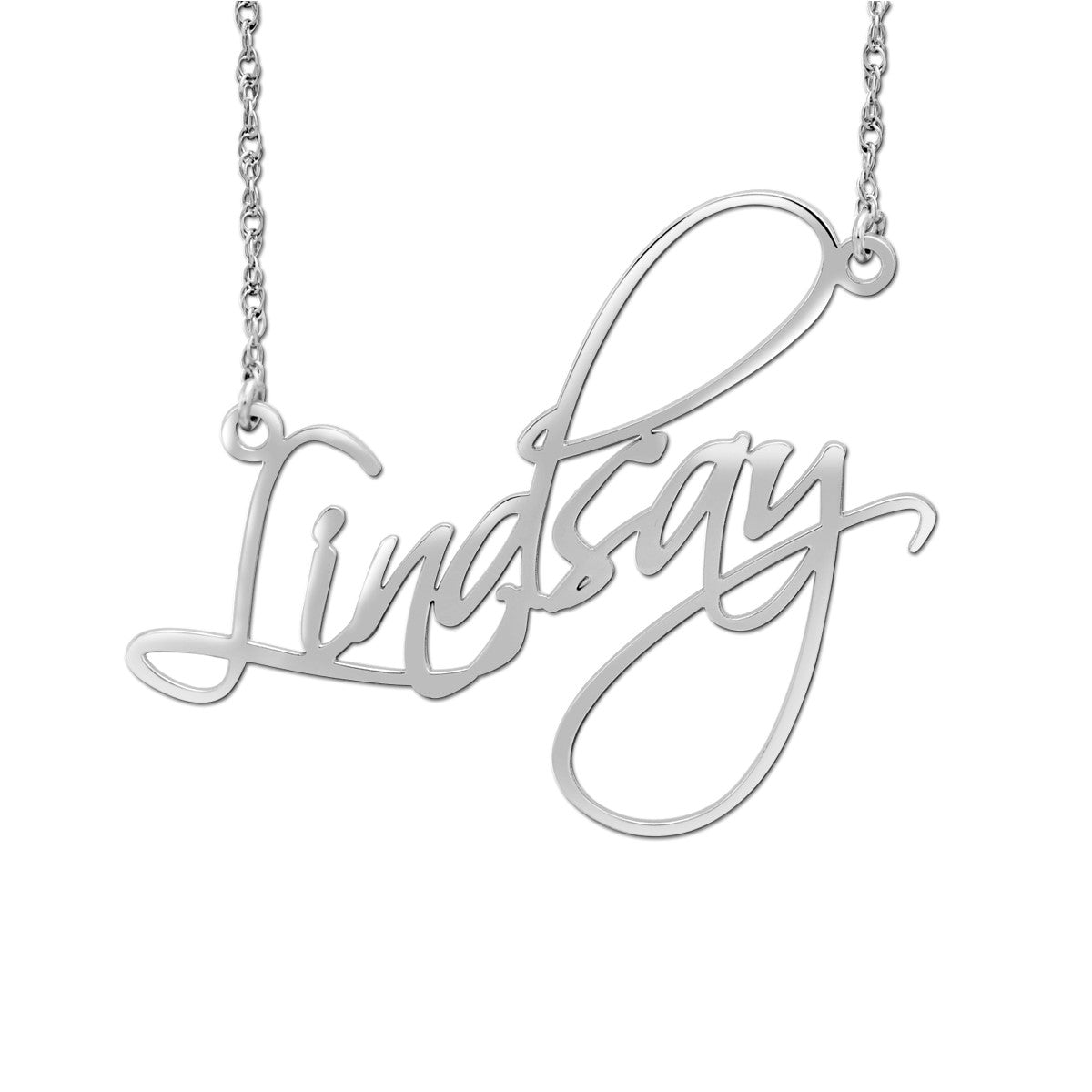 14k W High Polish Name Pers Pendant