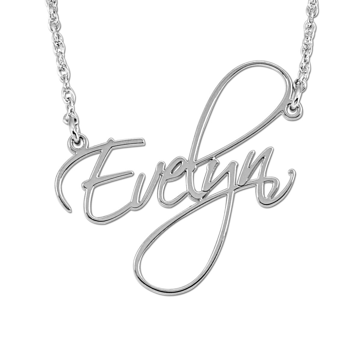 14k W High Polish Name Pers Pendant