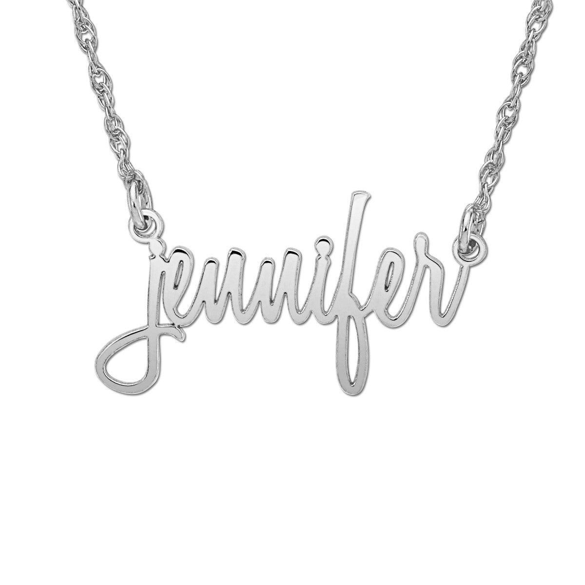 14k W High Polish Name Pers Pendant