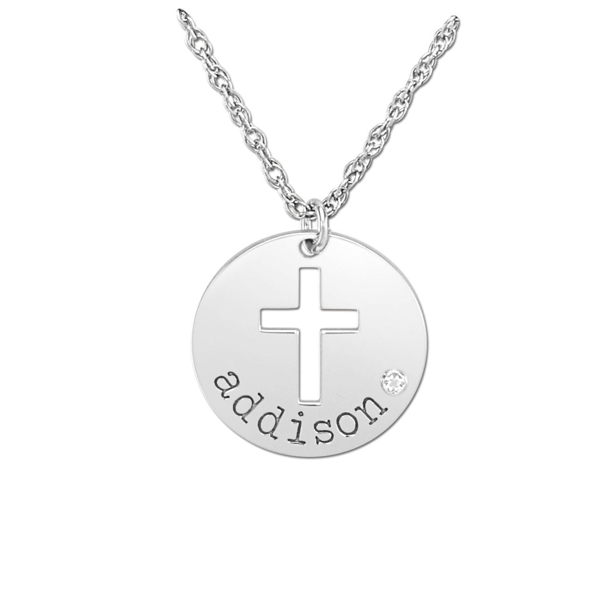14k W 16mm Diamond Accent Disc Religious Pendant