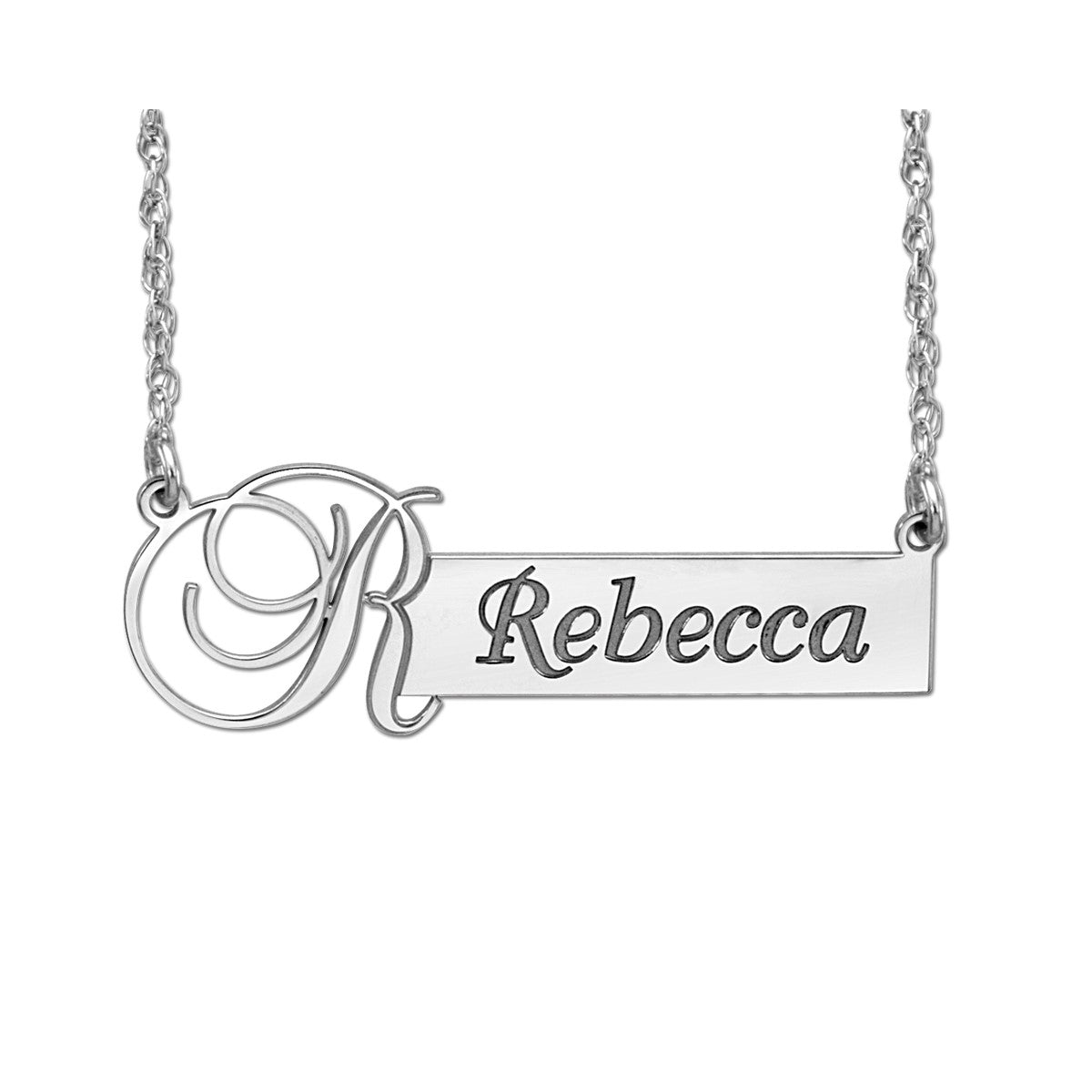 14k W 11 X 37mm High Polish Nameplate Pendant