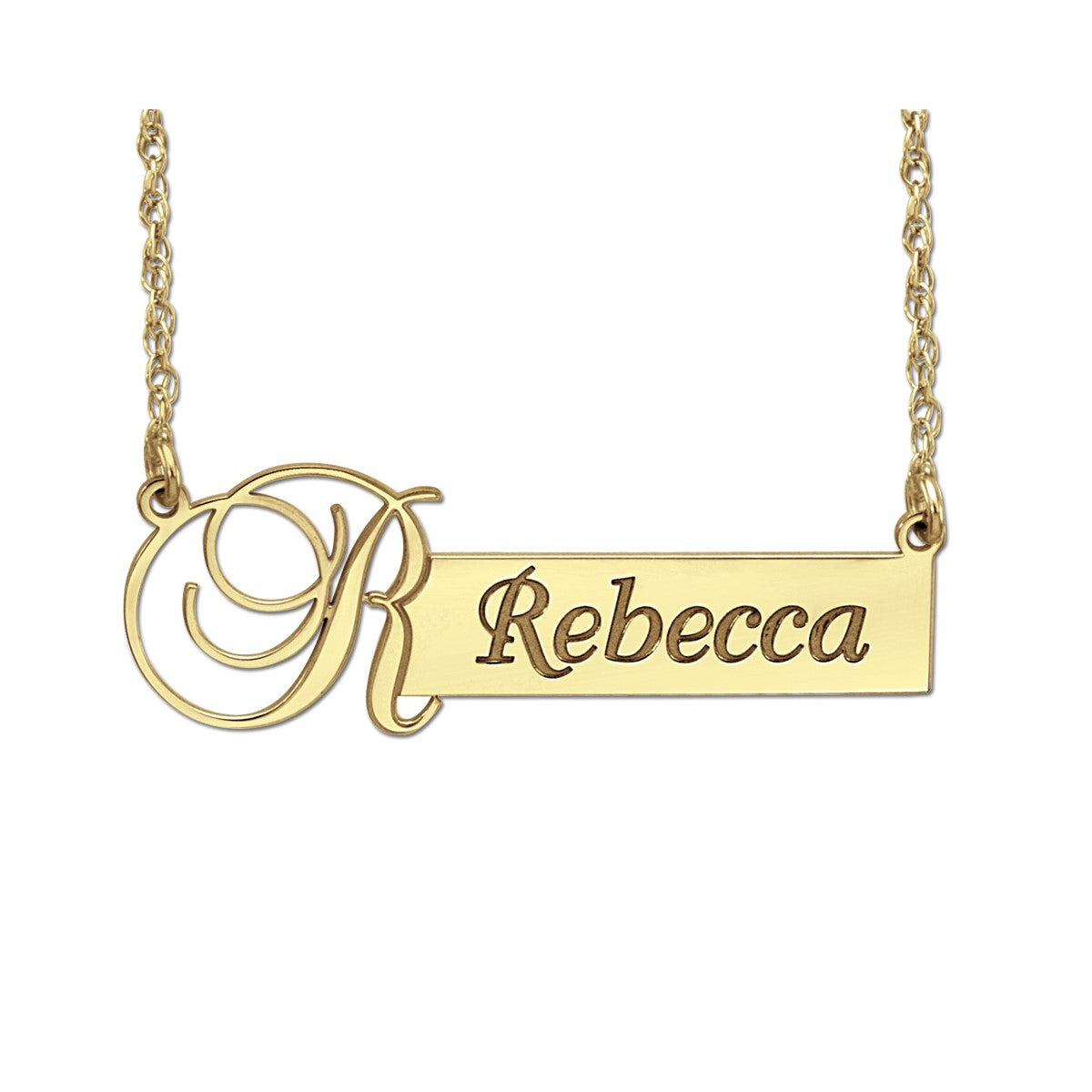 14k W 11 X 37mm High Polish Nameplate Pendant