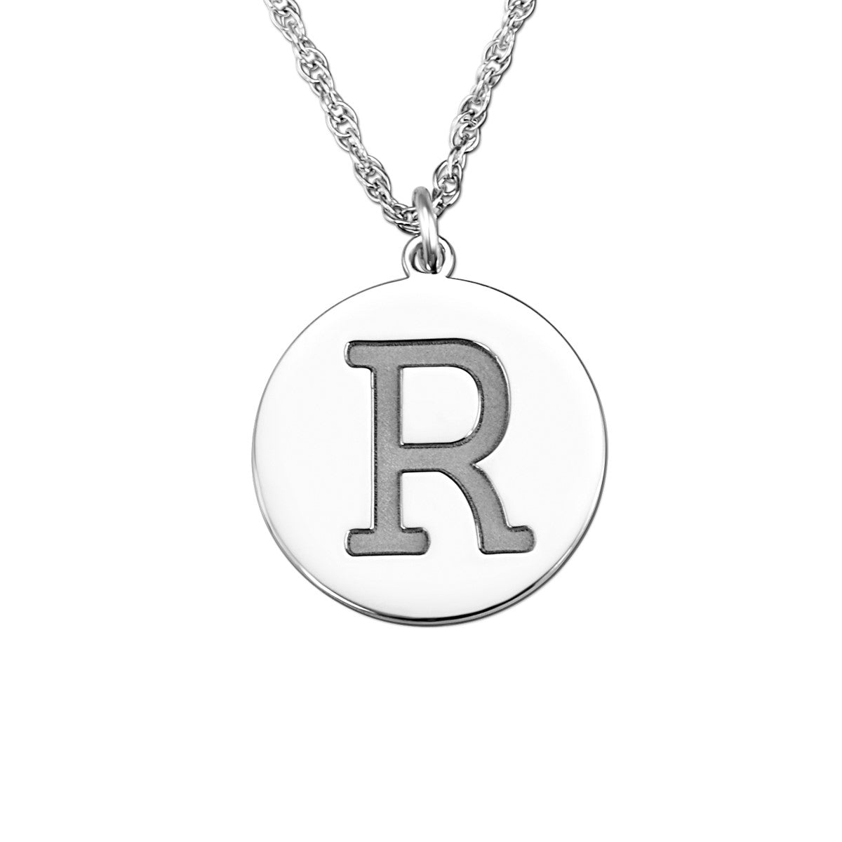 14k W 16mm Block Initial Pendant