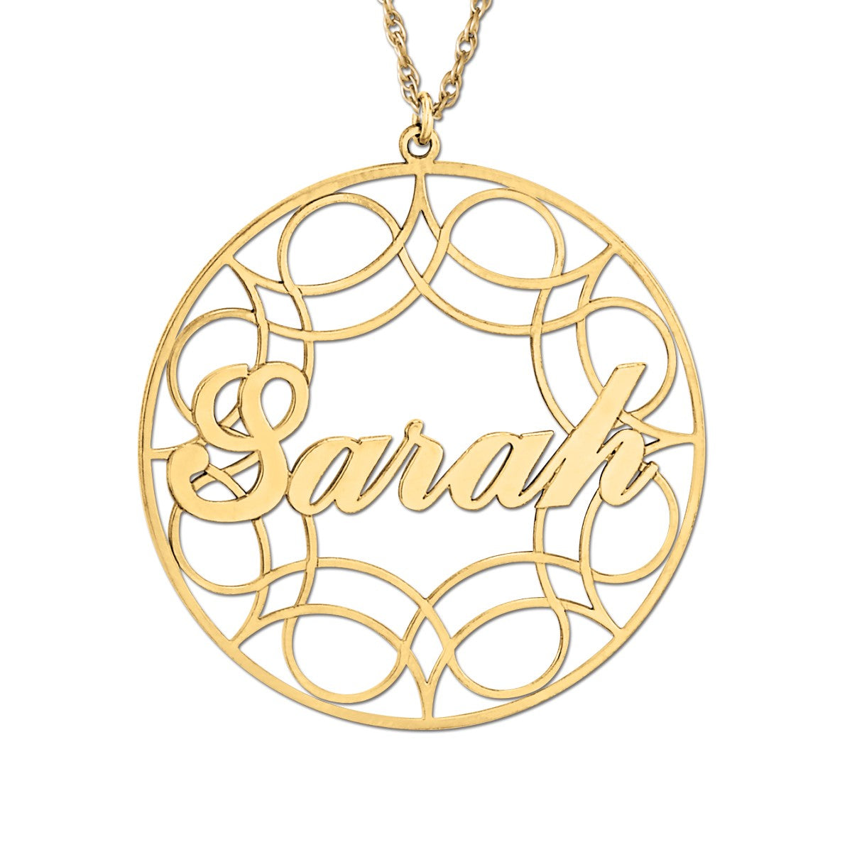 Filigree Circle Script Pendant