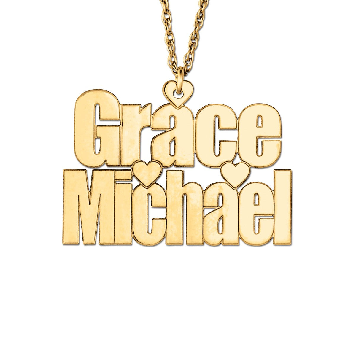 Heart 2 Row Name Center Pendant