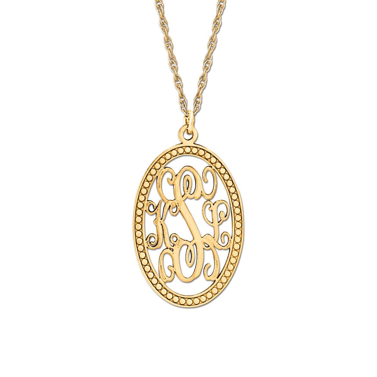 Oval 3 Initial Monogram Pendant