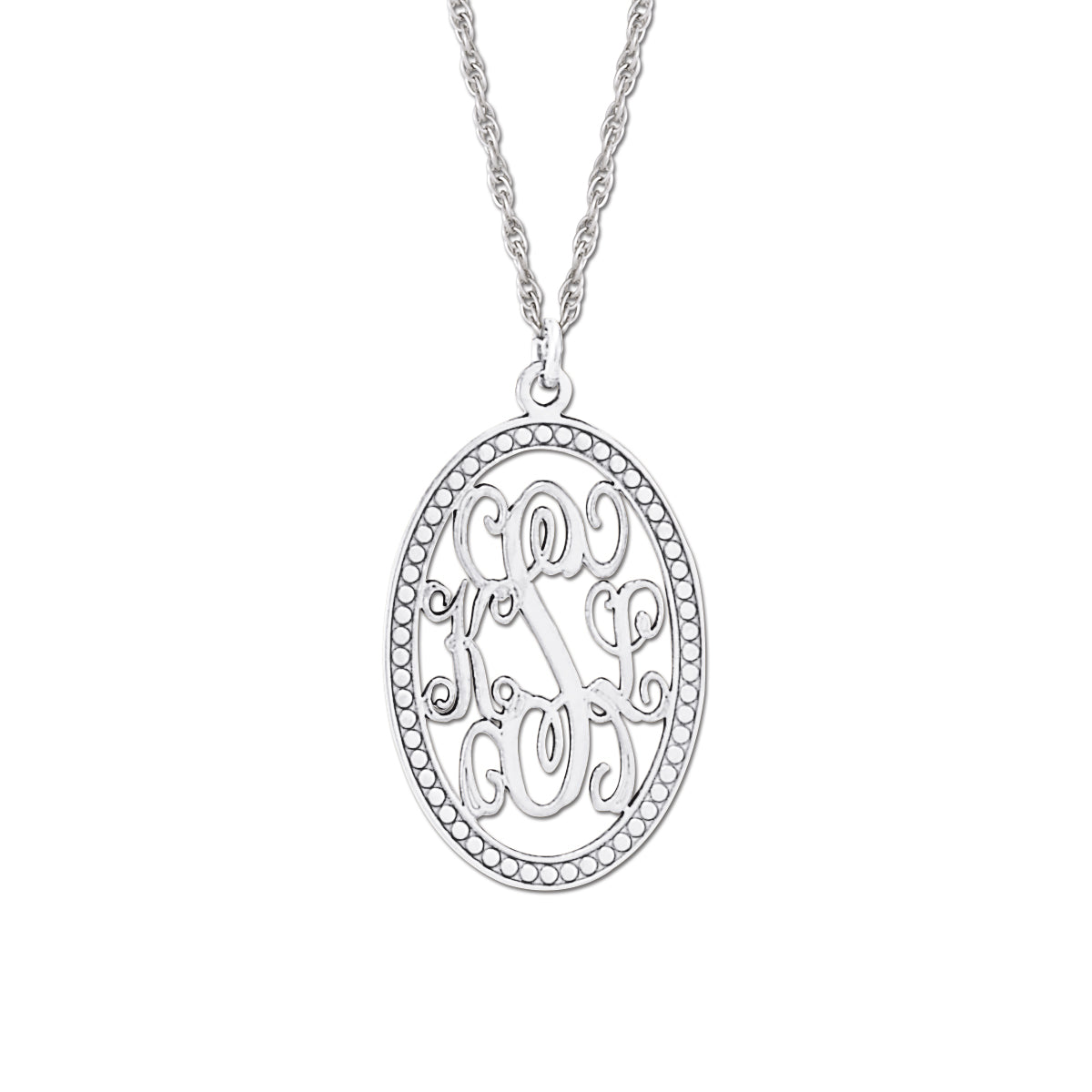 Oval 3 Initial Monogram Pendant