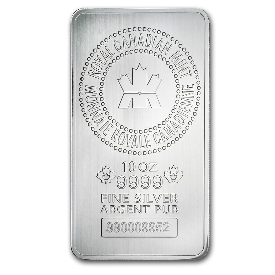 10 oz Royal Canadian Mint Silver Bar - .9999 Fine Silver