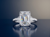Emerald-cut diamond engagement ring