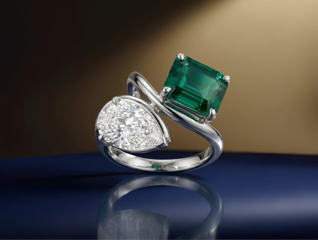 Two-stone ring CAD render