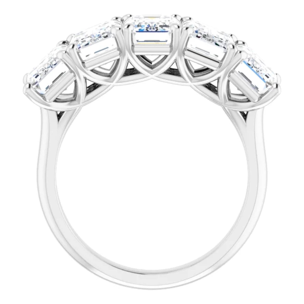 A five-stone emerald-cut anniversary band in 14K white gold