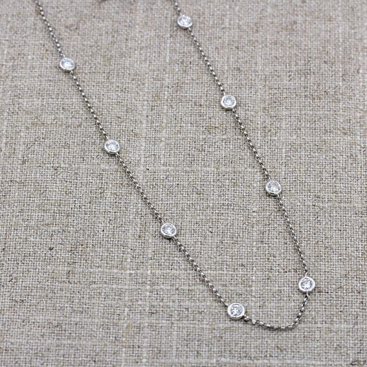 14K white gold diamonds-by-the-yard chain