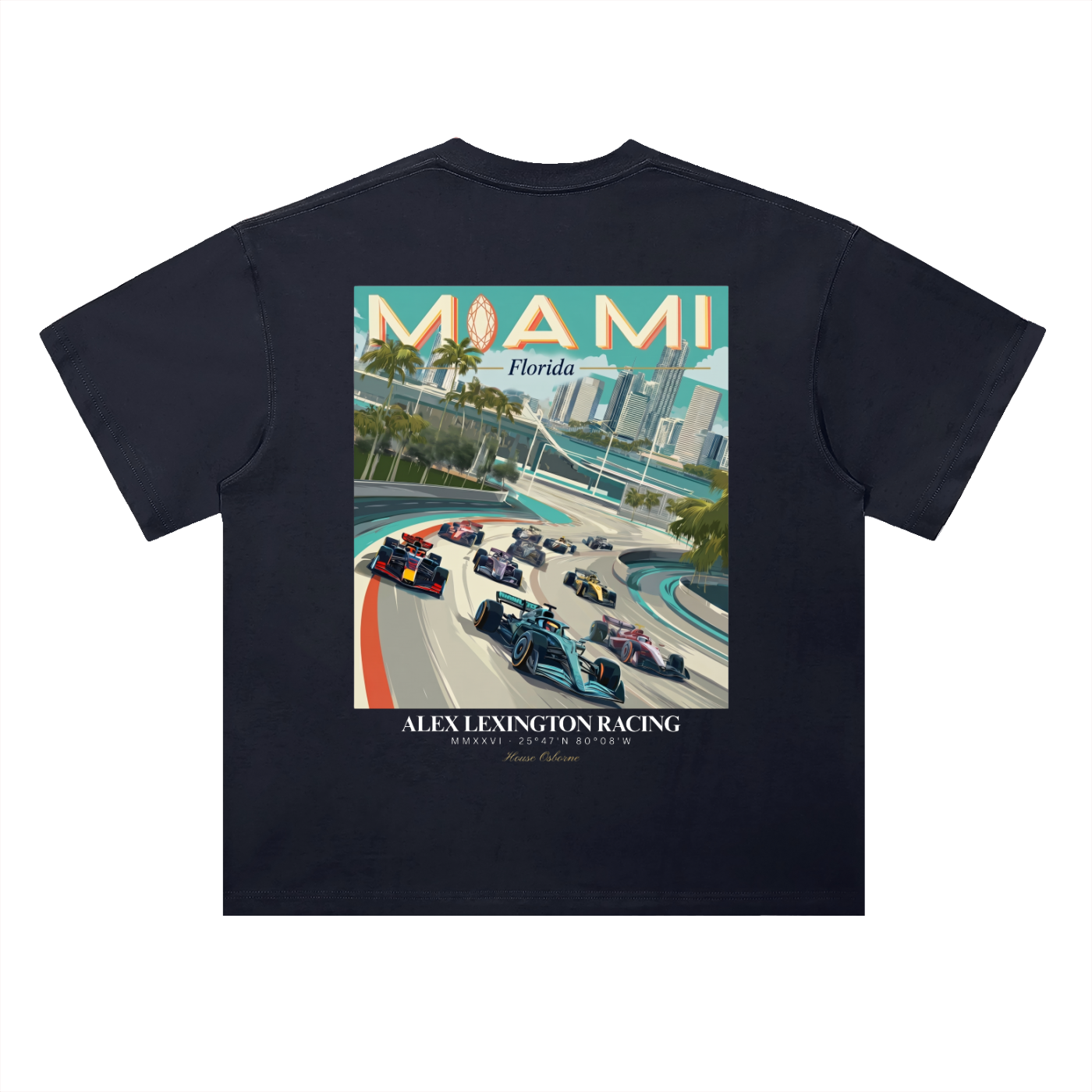 Miami Dark Heavyweight Drop Shoulder Cotton T-Shirt