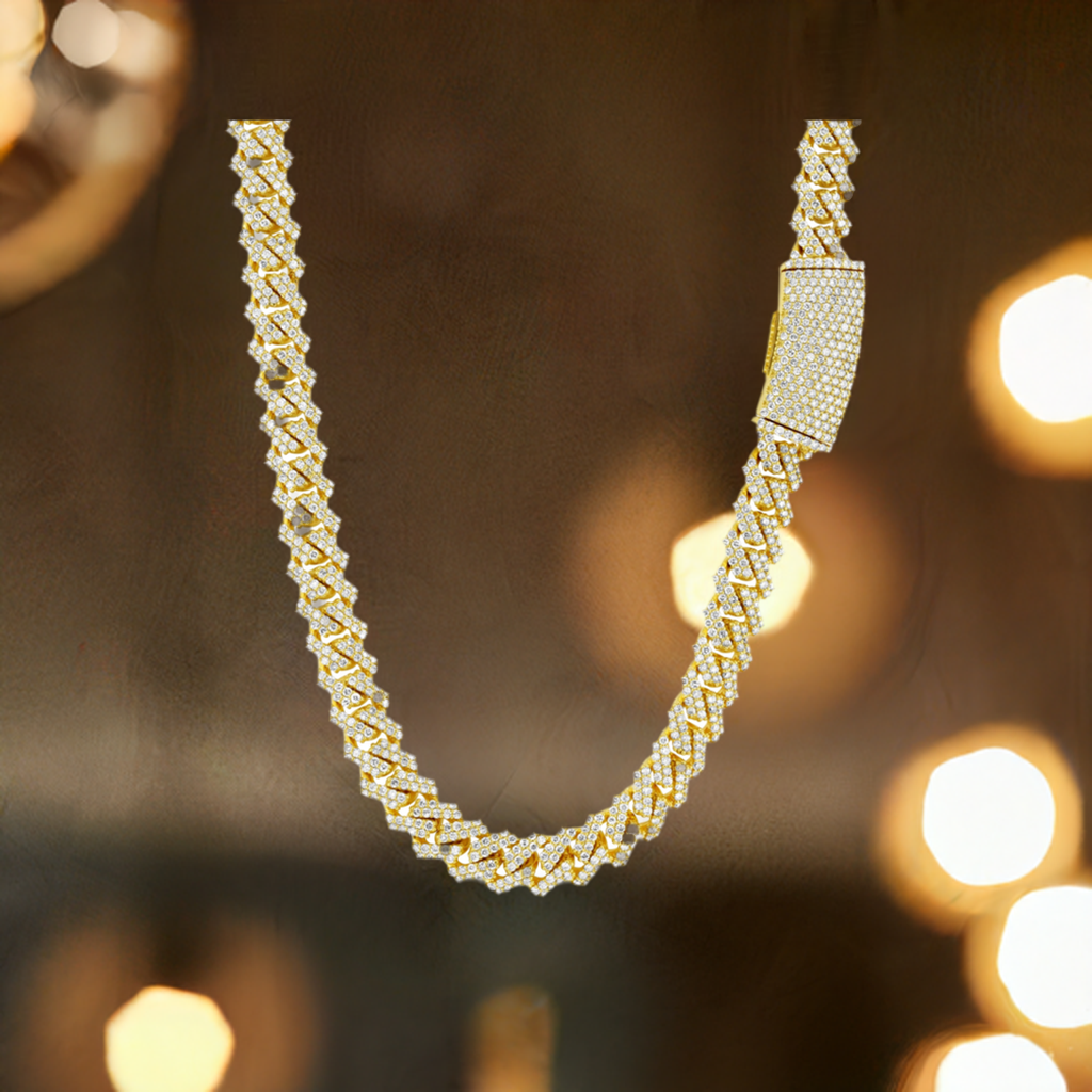 Diamond Men's Prong Cuban Chain 22 inch Necklace in 14kt 18.95 c.t.w.